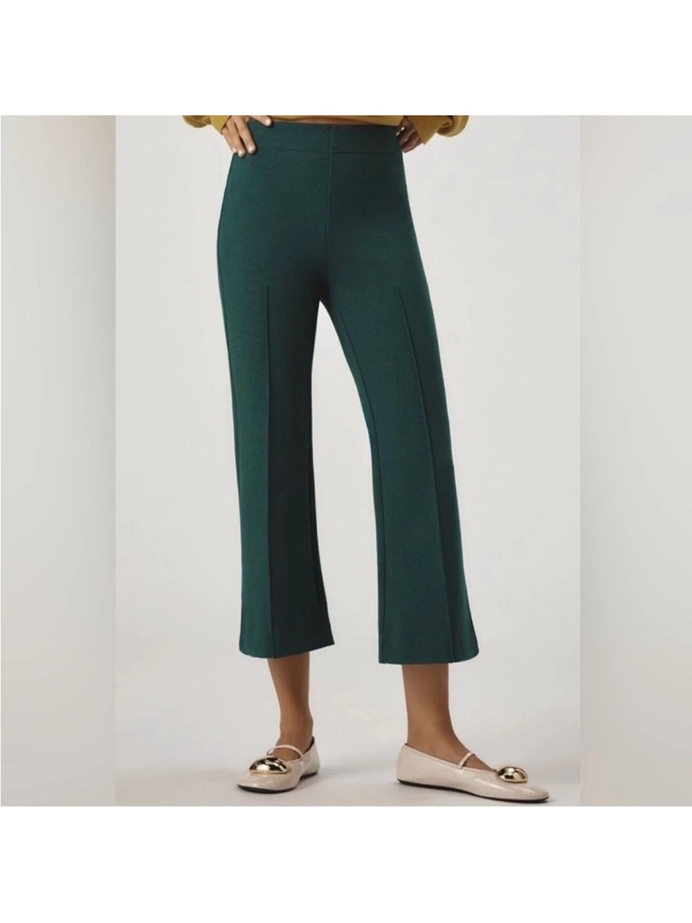 Maeve Margot Cropped Kick Flare Pants Green Teal Anthro Pull On Medium EUC